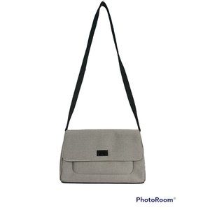 Vtg Ego Shoulder Bag Handbag Beige Baguette Canvas Minimalist Medium Size Y2K